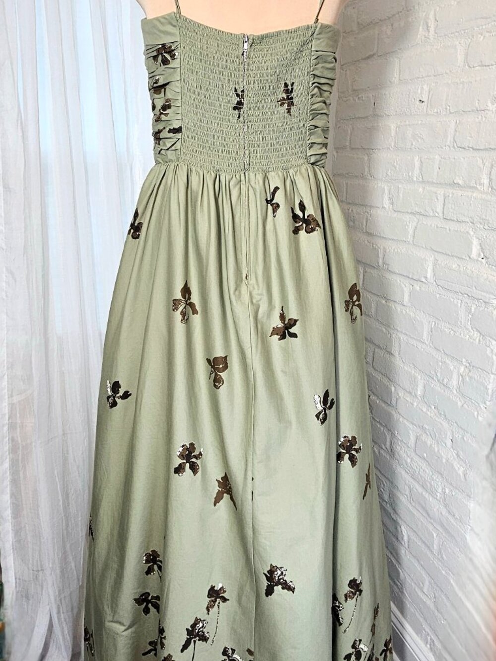 Reformation Kastoria Iris Border Dress Size 12 NWT Smocked Bodice Floral Maxi - Picture 8 of 16
